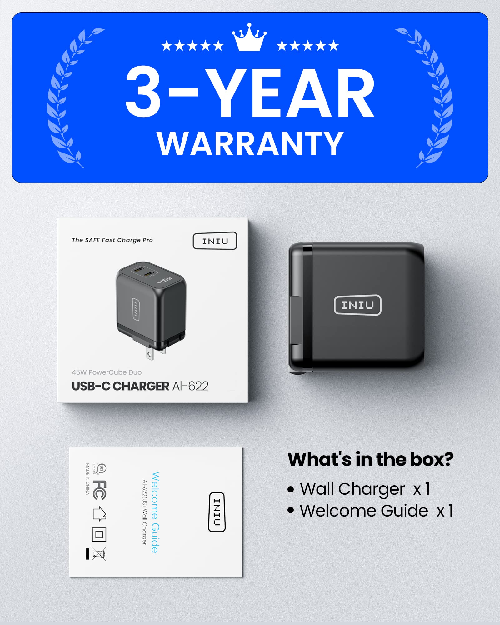 INIU 45W USB C Fast Charger, Support Samsung Super Fast Charging 2.0, PD Compact Foldable Dual Wall Charger Block, for Samsung S23 S22 Ultra/Note iPhone 16 15 Pro iPad Pro MacBook Air Steam Deck etc - Image 8