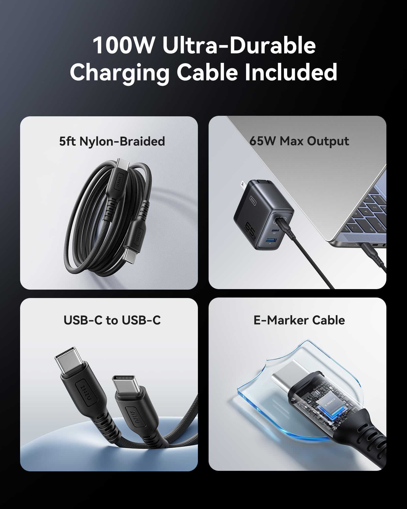 INIU for iPad Charger, 3-Port 65W PD iPad Charger Fast Charging with USB C to C Cable Cord, Compact Type C Wall Charger with Foldable Plug for iPad Pro Air 13 11, MacBook Air M3, iPhone 17 16 Pro Max - Image 5