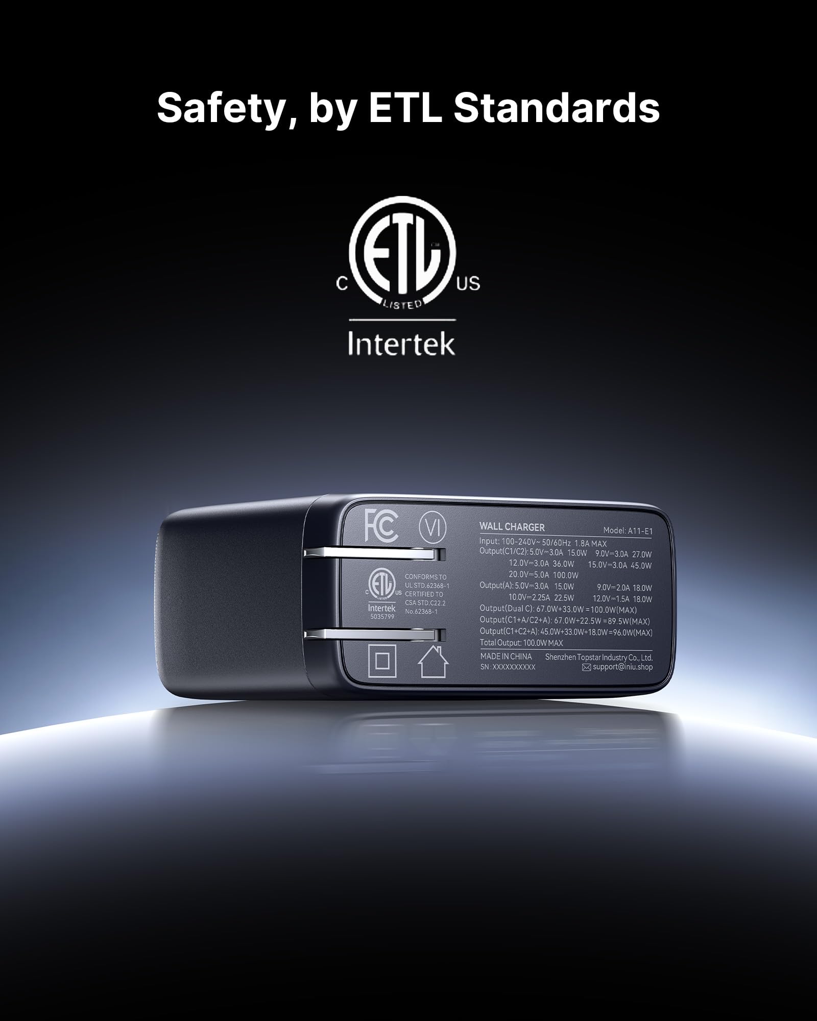 INIU for MacBook Pro Charger, 100W GaN Tech Fast Charging, 3-Port Compact Foldable Charger with USB C Cable, Power Adapter for Mac Book, iPhone 17, Samsung S25, Switch, Photographers, Outdoor, Travel - Image 4