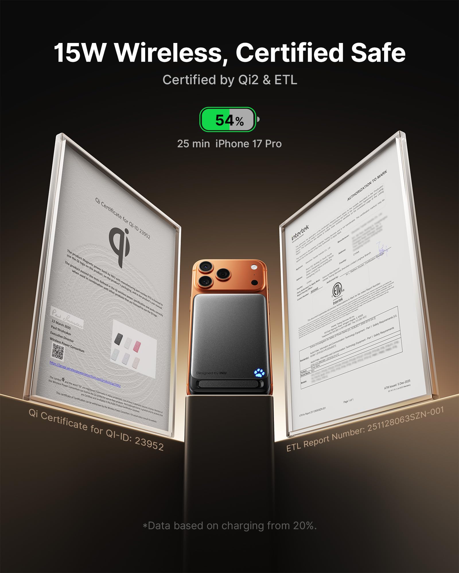 INIU for MagSafe Portable Charger, Slimmest Fast Charging 45W Power Bank 10000mAh with USB C Cable&Stand, Original Qi2 Certified Wireless Magnetic Charger 15W, TSA Travel Basics for iPhone 17-12 Only - Image 5