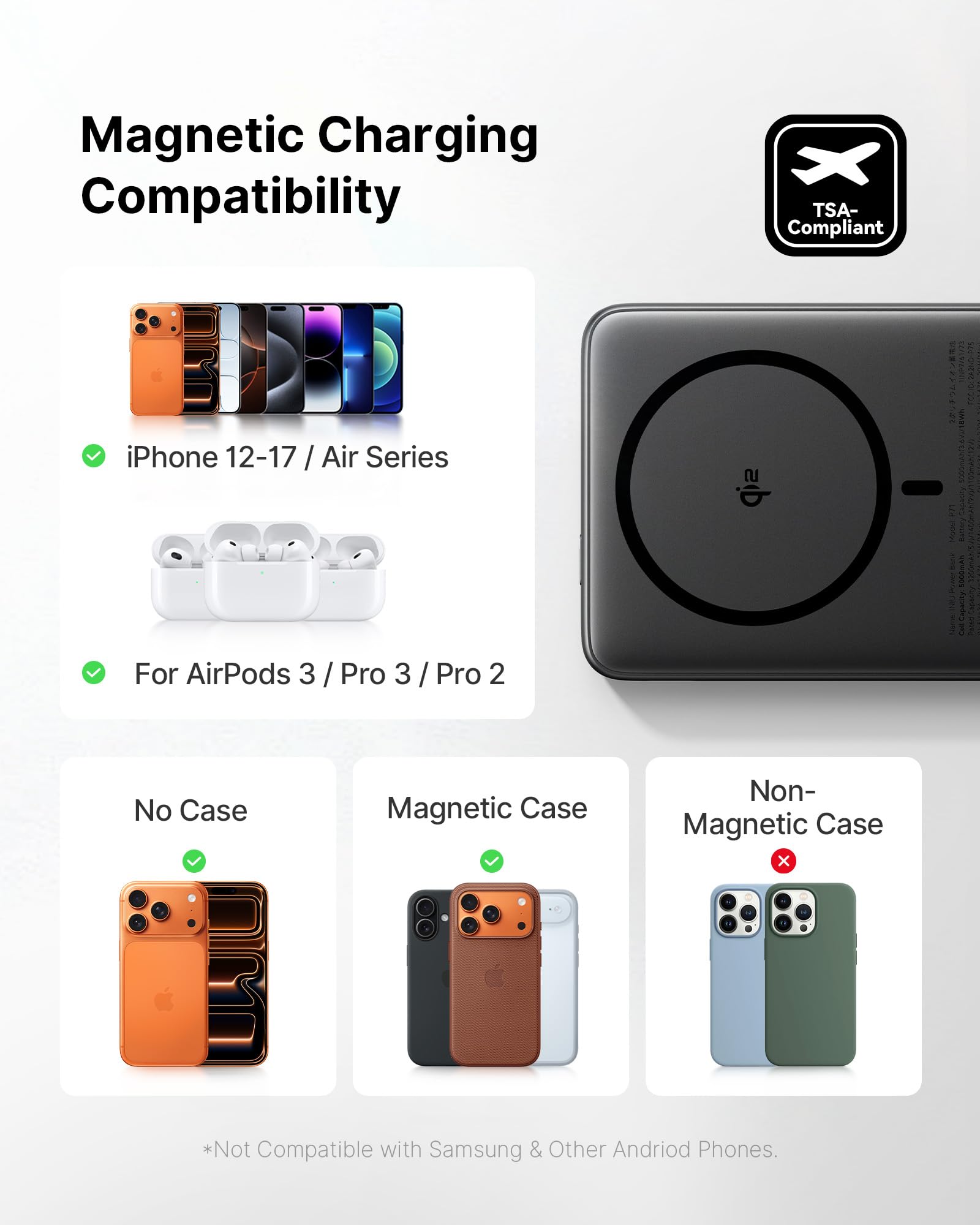 INIU for MagSafe Portable Charger, Ultra Slim 5000mAh Magnetic Power Bank, Qi2 Certified 15W Fast Charging, with USB C Cable & Stand, MagSafe Compatible Battery Pack, for iPhone 17 16 15 14 13 12 Only - Image 7