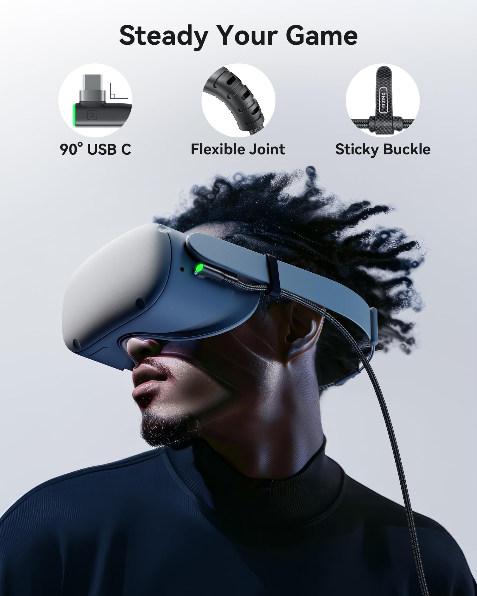 INIU Link Cable, 16FT High Speed Data Transfer VR Cable, USB 3.0 Type C Charger Fast Charging While Playing for Meta Oculus Quest 3 3S 2 Pico 4 Accessories, USB to USBC Cord for Gaming PC Steam VR - Image 6