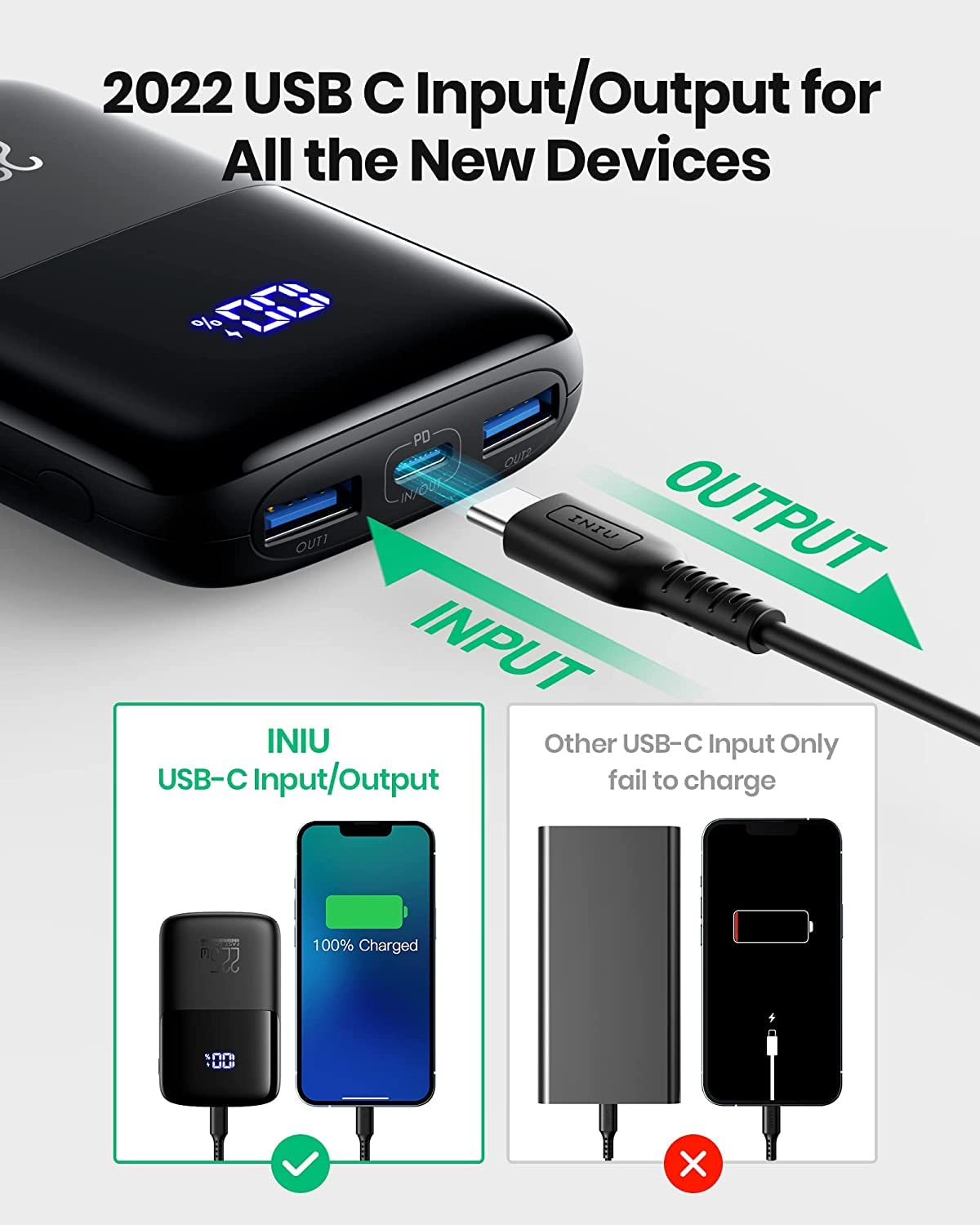INIU Portable Charger, Smallest 22.5W 10000mAh Power Bank, USB C in/Output Fast Charging 3-Output Mini Battery Pack Charger with Phone Holder for iPhone 17 16 15 14 Air Samsung S23 Google iPad Tablet - Image 4