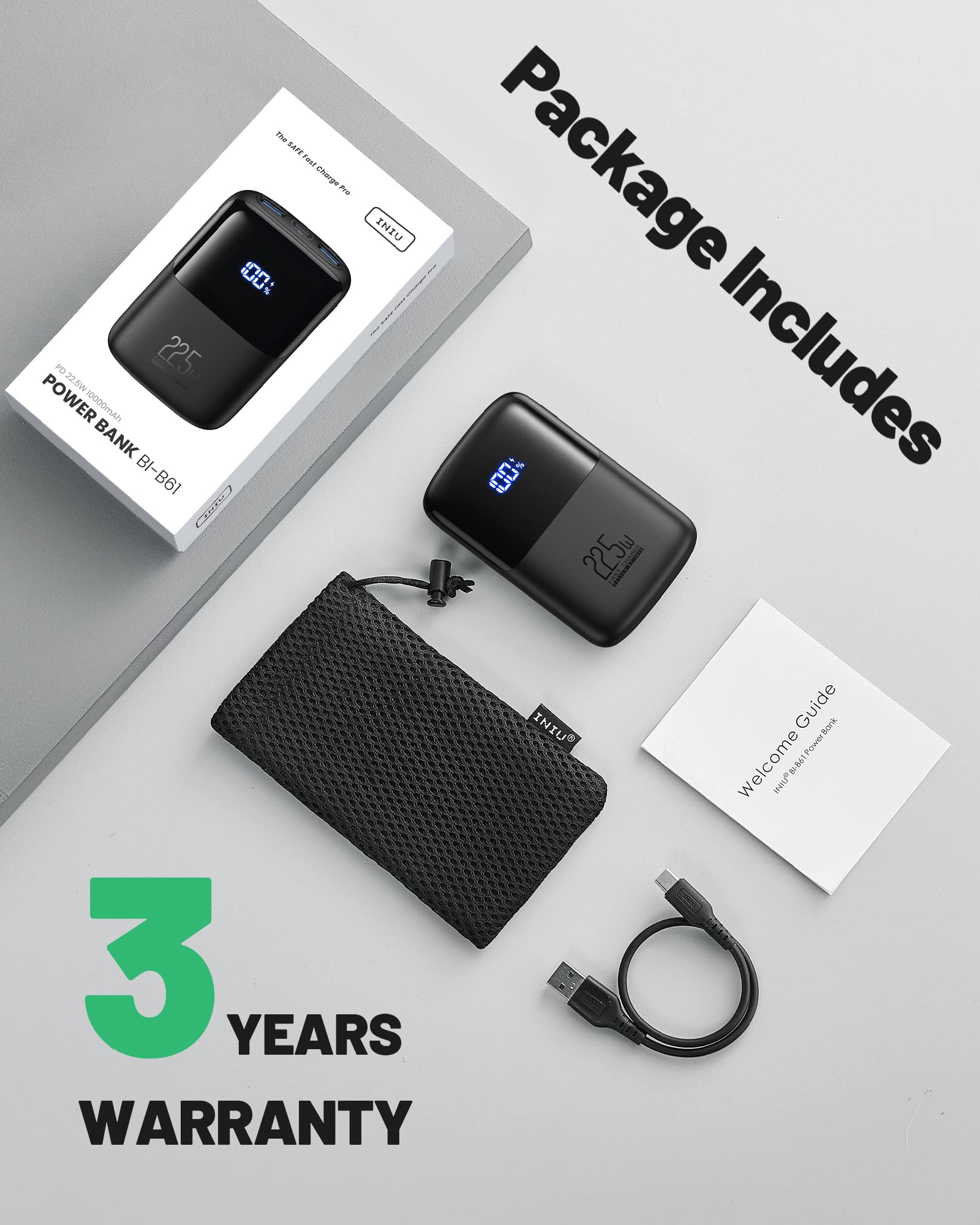 INIU Portable Charger, Smallest 22.5W 10000mAh Power Bank, USB C in/Output Fast Charging 3-Output Mini Battery Pack Charger with Phone Holder for iPhone 17 16 15 14 Air Samsung S23 Google iPad Tablet - Image 8