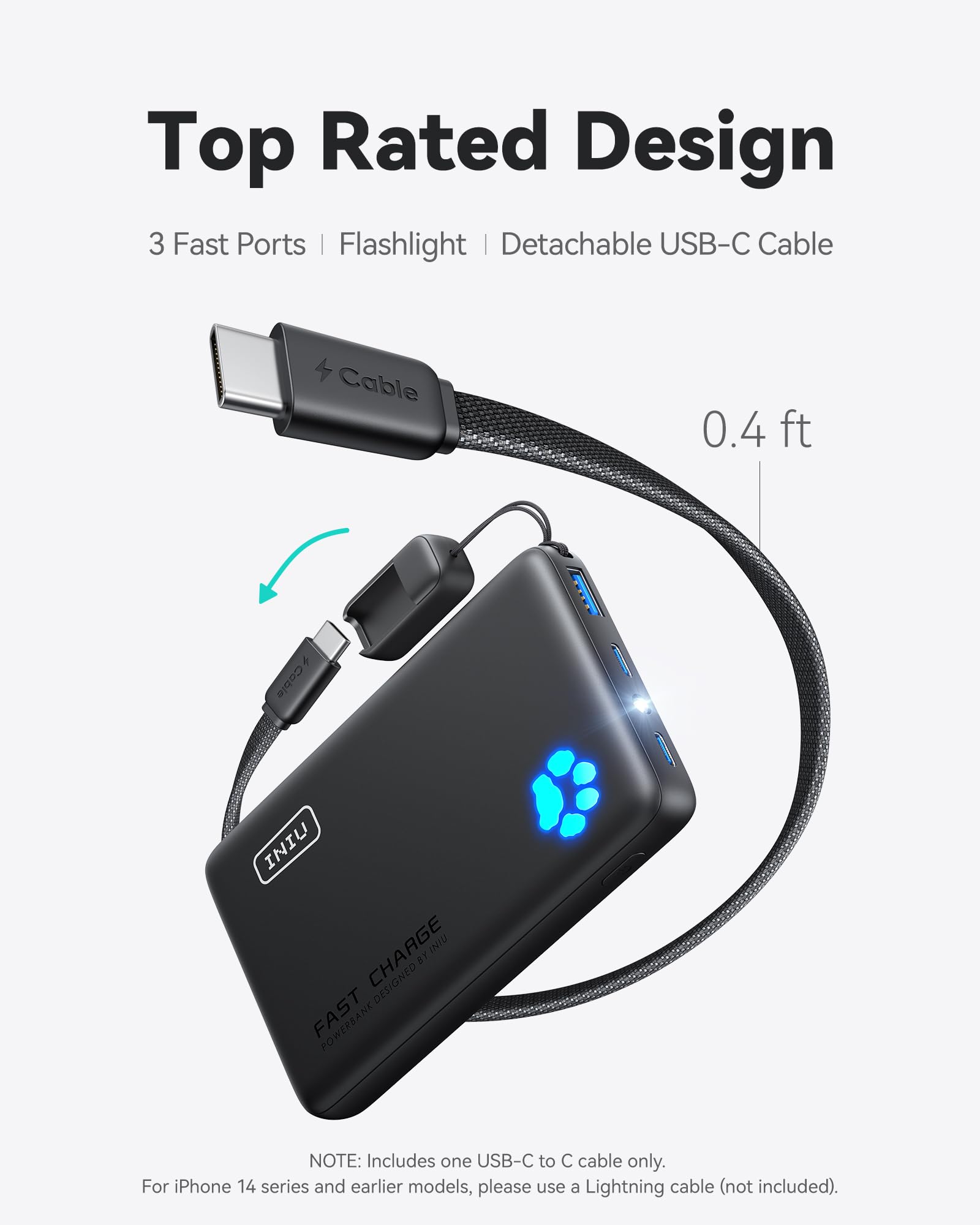 INIU Portable Charger, Ultra Slim 45W Fast Charging with Attached USB C Cable, Flight-Safe 10000mAh PD Power Bank Battery Pack, Travel Essential Phone Powerbank for iPhone 17 16 Samsung S25 Google etc - Image 4