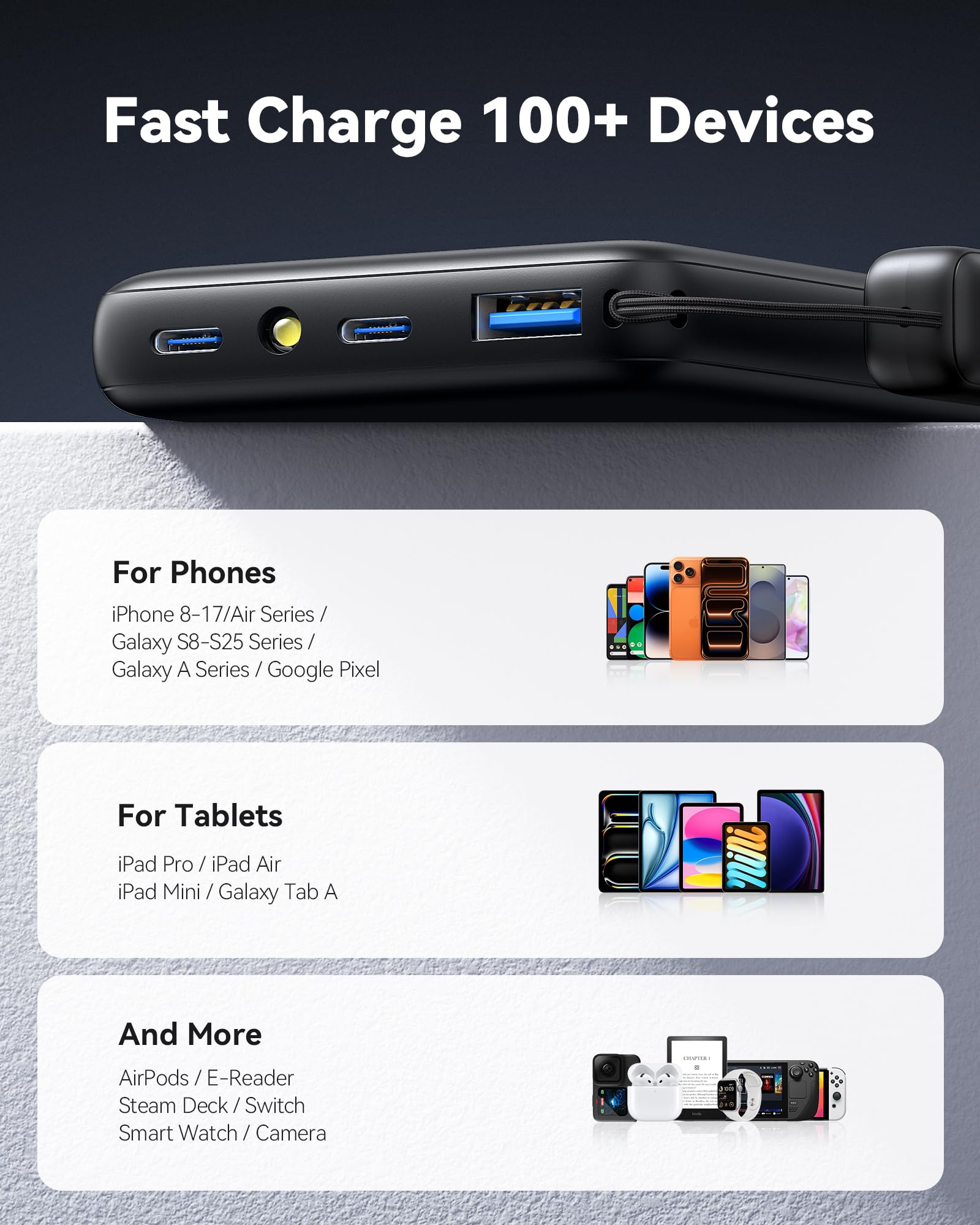 INIU Portable Charger, Ultra Slim 45W Fast Charging with Attached USB C Cable, Flight-Safe 10000mAh PD Power Bank Battery Pack, Travel Essential Phone Powerbank for iPhone 17 16 Samsung S25 Google etc - Image 6