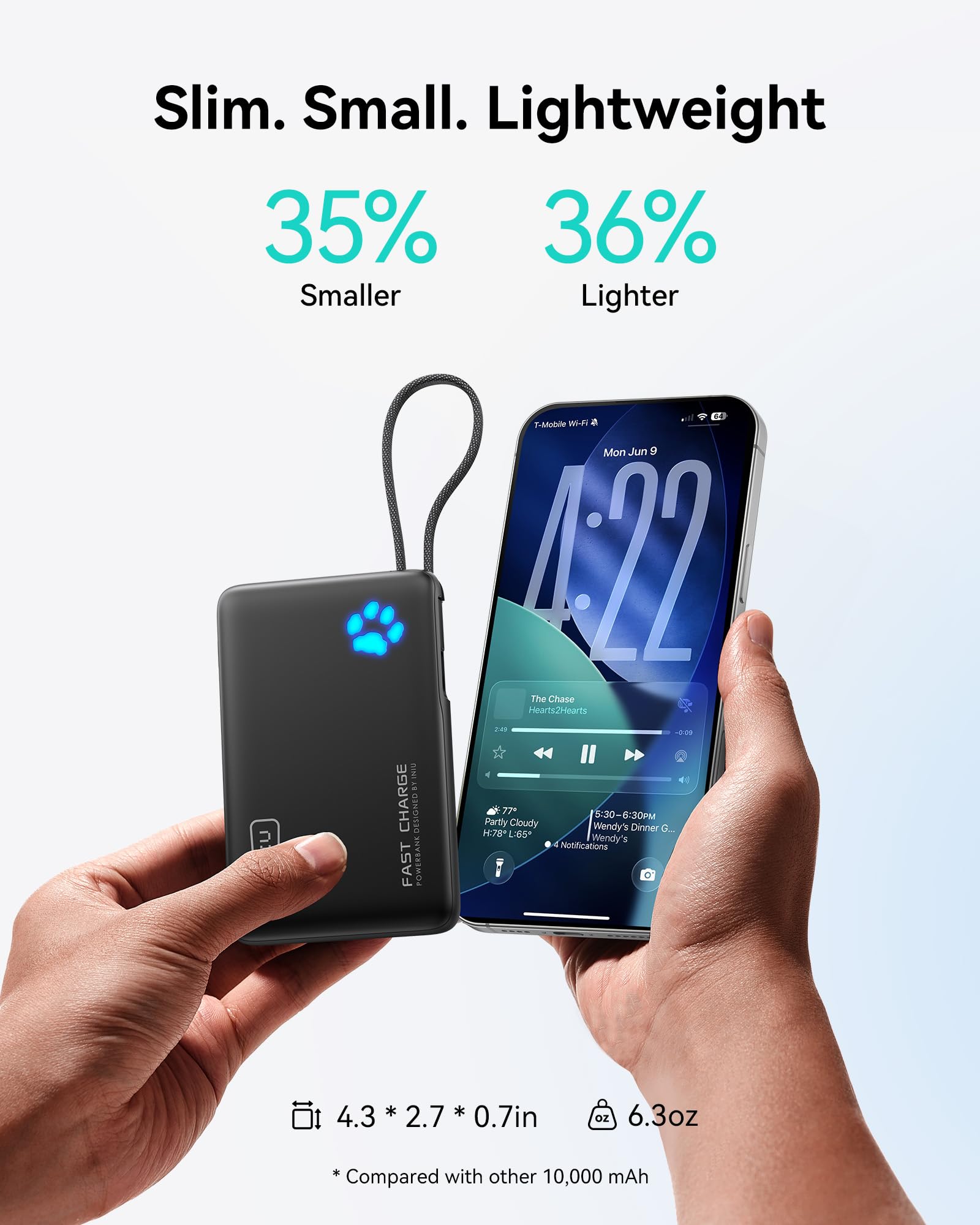 INIU 45W Mini Power Bank + 45W Portable Charger with Built-in USB C Cable - Image 9