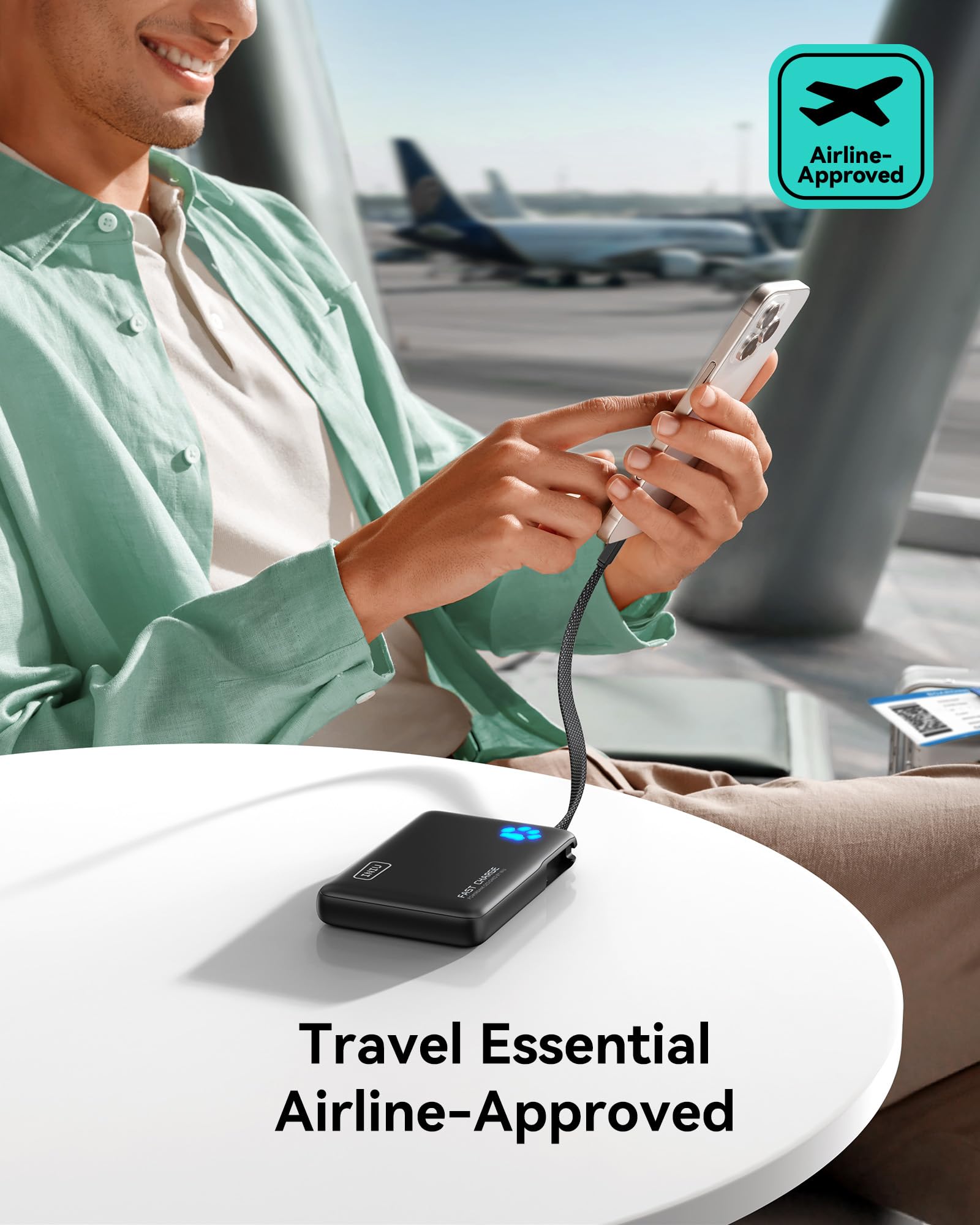 INIU Portable Charger with Flashlight, 45W Fast Charging Tablet Power Bank with USB C Cable, 10000mAh Powerbank, Battery Pack for iPhone 17 16, iPad, Samsung S25 etc Travel Essential, Emergency Light - Image 5