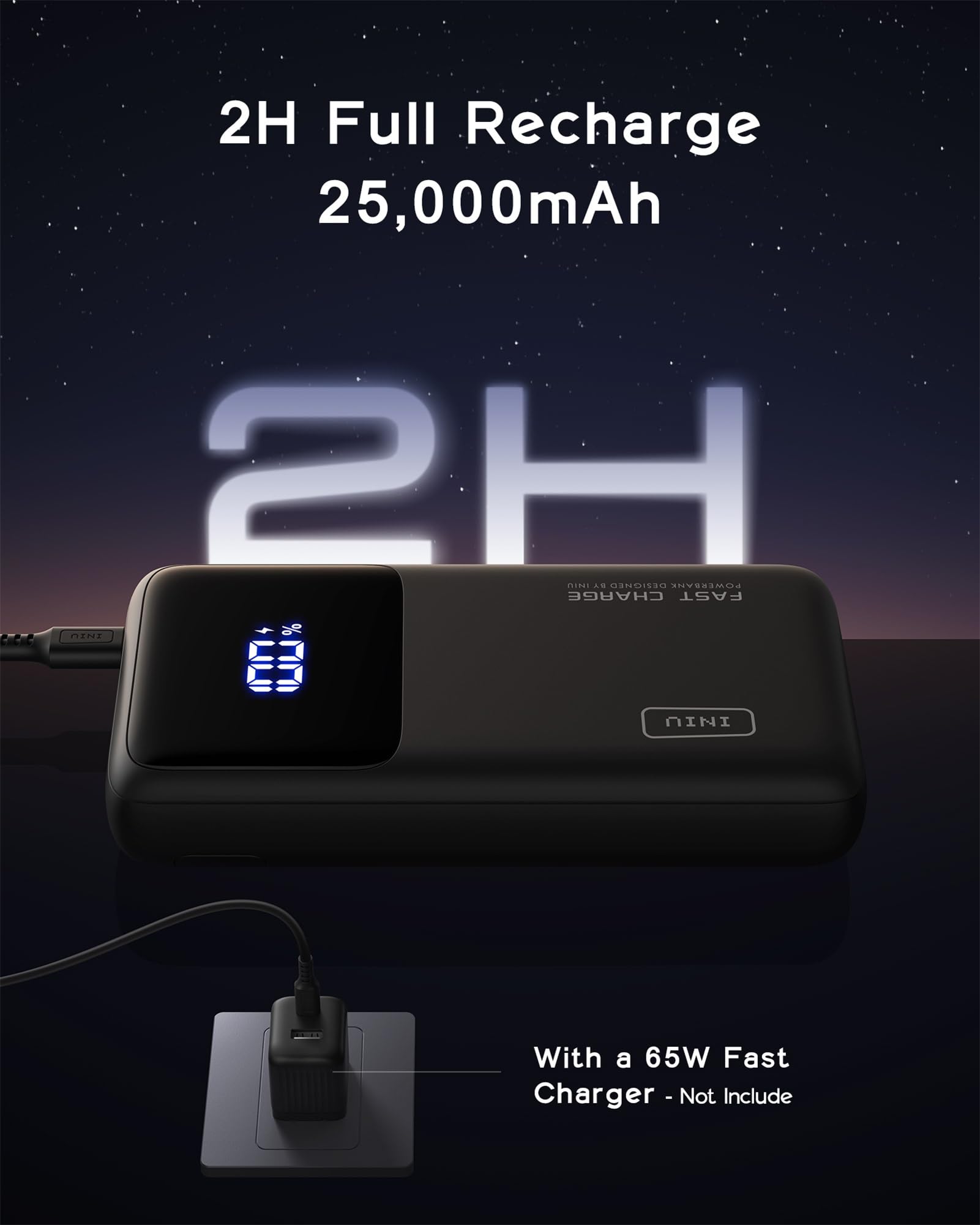 INIU Power Bank, 25000mAh 100W USB C Laptop Portable Charger, PD QC Fast Charging 3-Output Battery Pack, Travel Charger for Laptop MacBook iPad Tablet Steam Deck iPhone 17 16 15 14 Pro Samsung S25 etc - Image 7