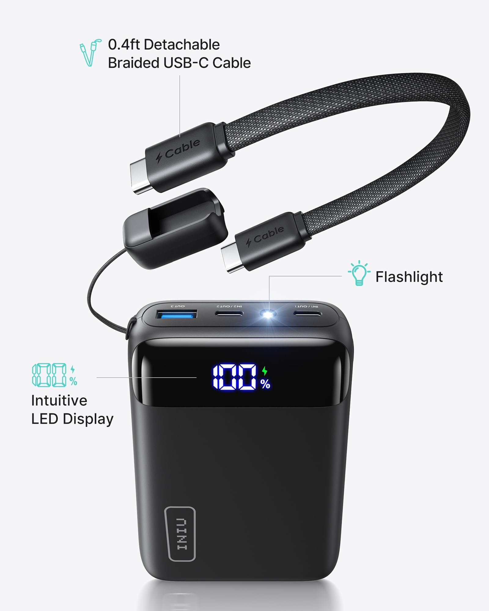 INIU Power Bank, Smallest 20000mAh Portable Charger with USB C Cable, 22.5W PD Fast Charging Phone Battery Pack, LED Display Powerbank for Travel Xiaomi iPhone 17 16 15 14 Samsung S25 Google iPad etc - Image 4