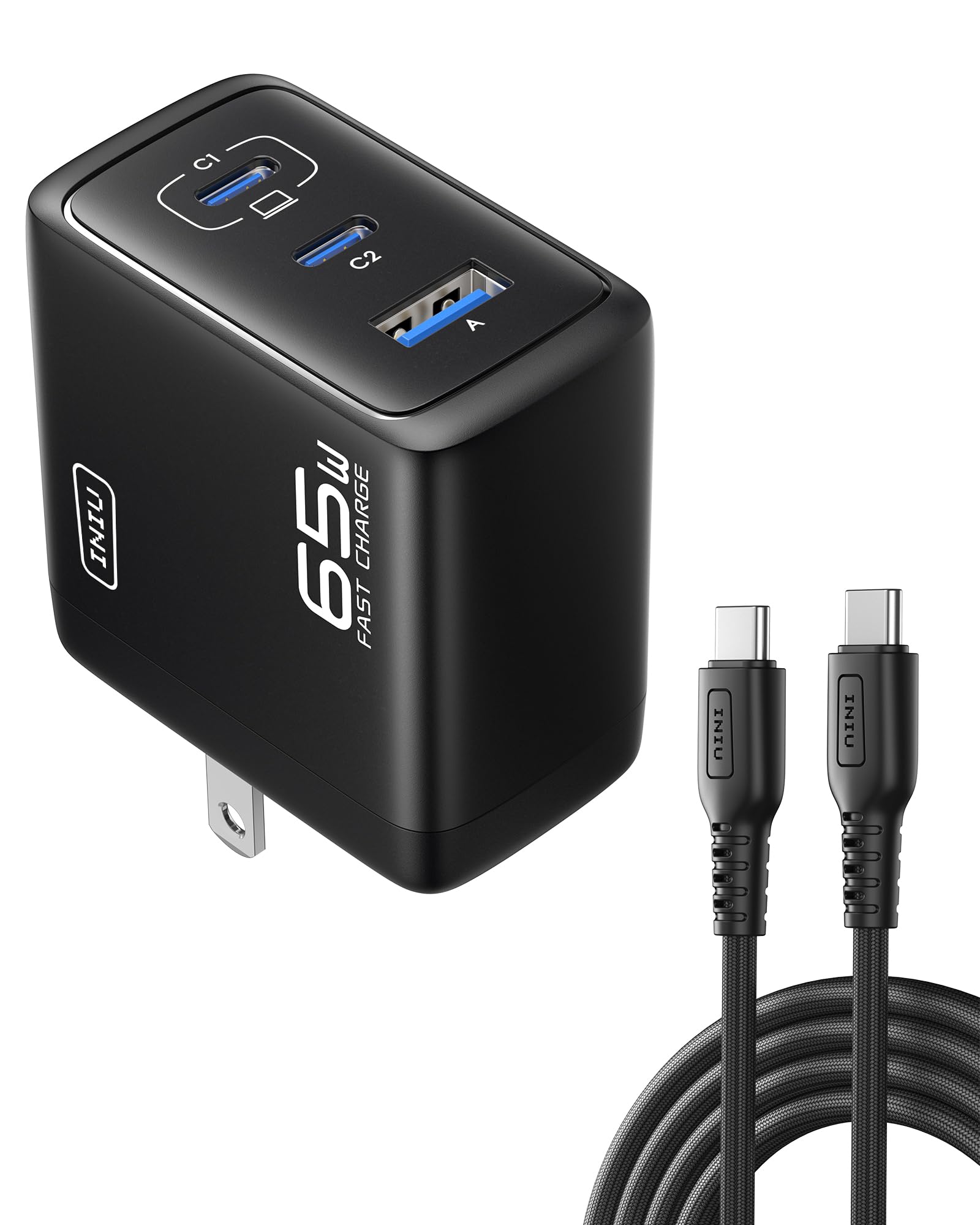 INIU Ultra Slim 10000mAh 45W PD Power Bank & 3-Port 65W PD Fast Charging Compact Type C Wall Charger Combo - Image 3