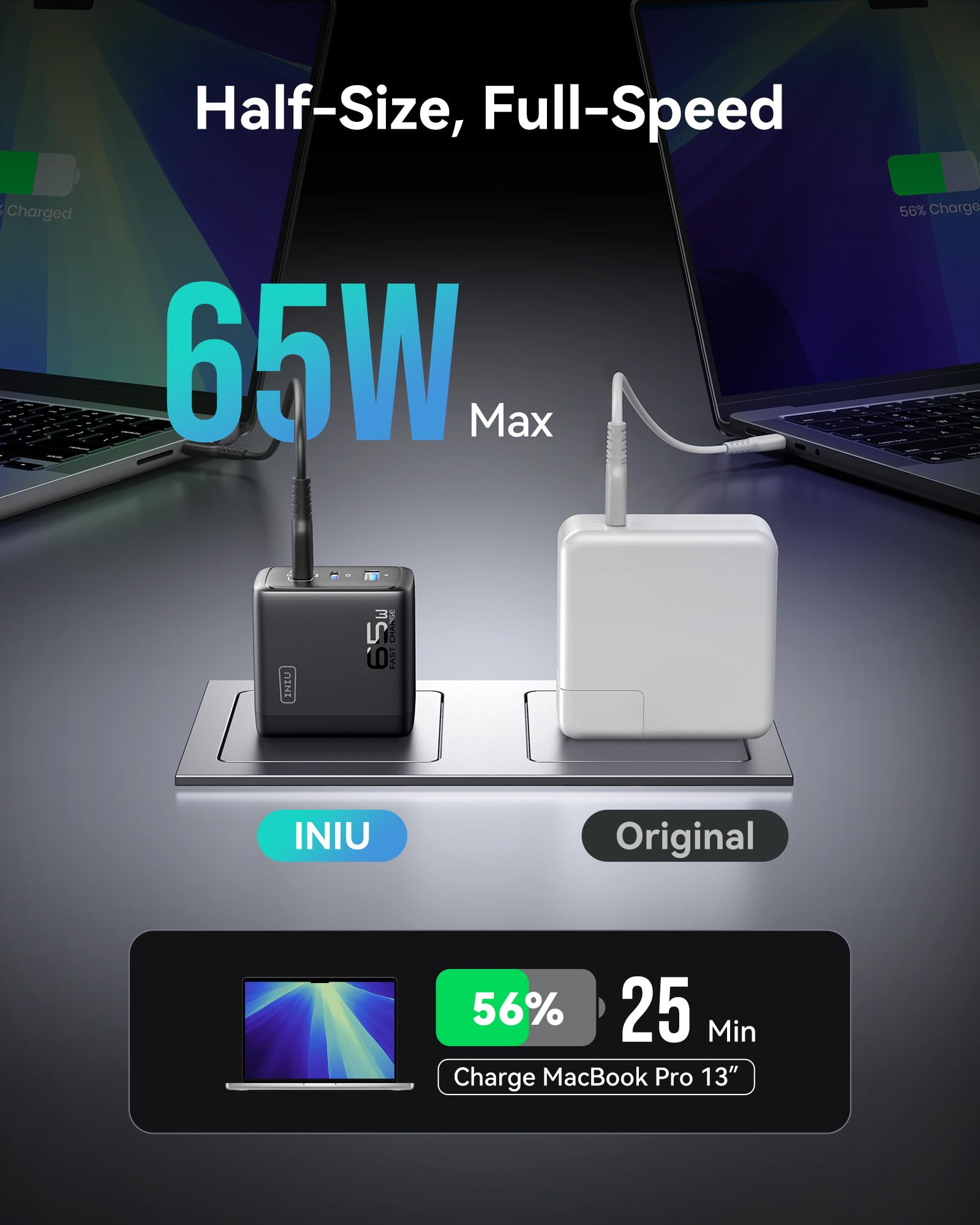 INIU Ultra Slim 10000mAh 45W PD Power Bank & 3-Port 65W PD Fast Charging Compact Type C Wall Charger Combo - Image 4