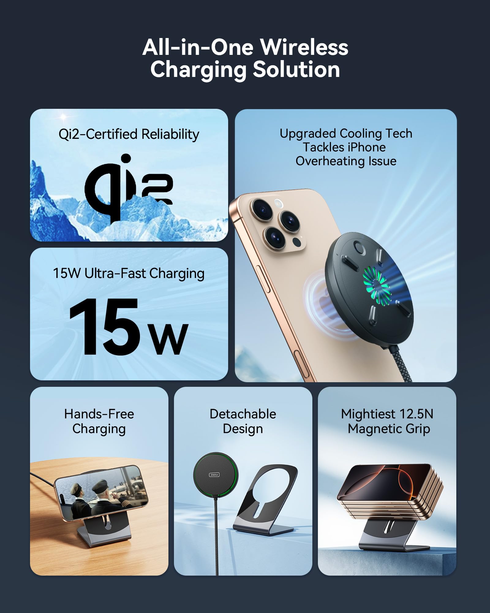 INIU Ultra Slim 10000mAh 45W PD Power Bank & Qi2 Certified 15W, Mag-Safe Wireless Charger Stand Combo - Image 8