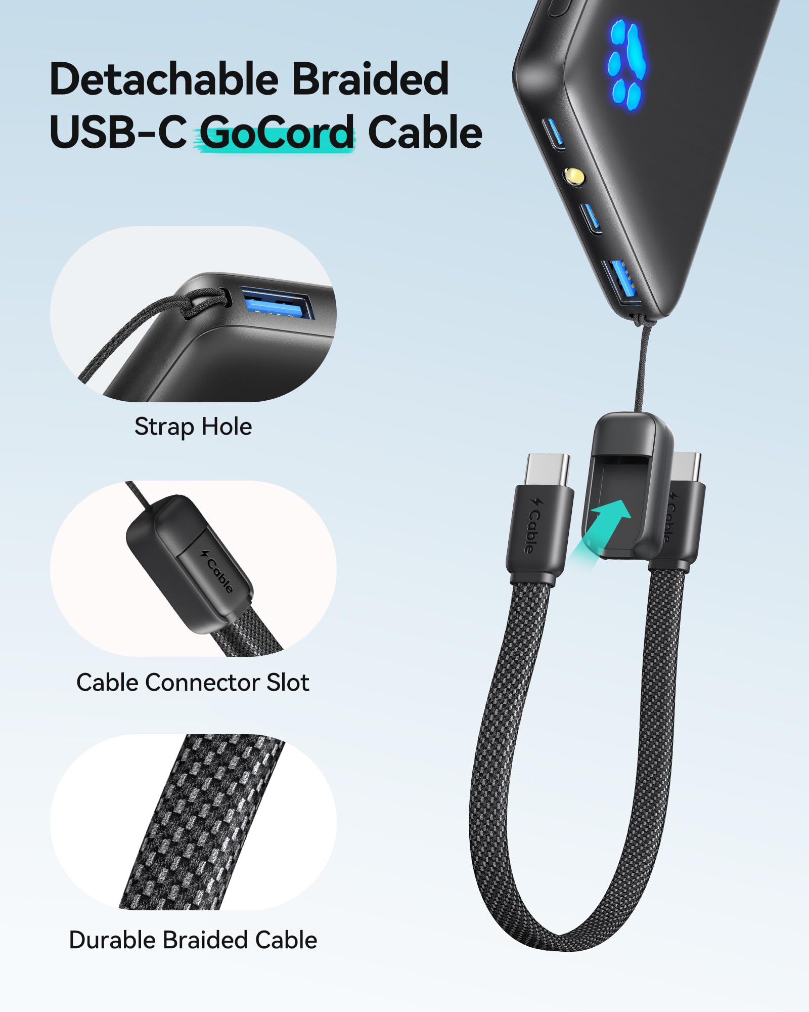 INIU Ultra Slim 10000mAh 45W PD Power Bank USB C to USB C Cable, 240W Fast Charging [6.6ft, 2-Pack] Type C Charger Cord Combo - Image 6