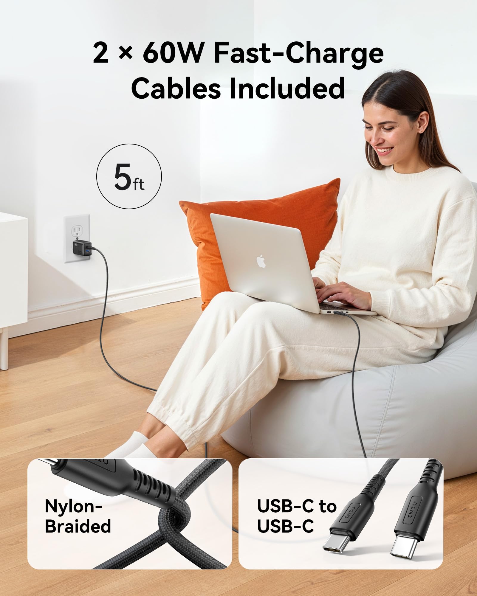 INIU Ultra Small 10000mAh 45W PD Power Bank & 30W [2-Pack] GaN Fast Charging Wall Charger Combo - Image 9