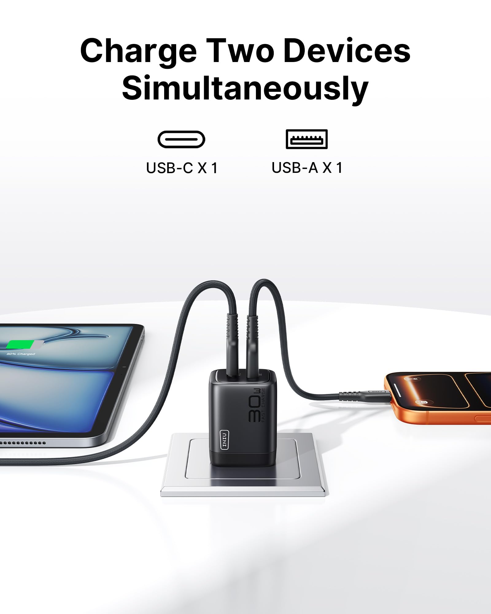 INIU USB C Charger, 30W PD QC 3.0 Dual Port Type C Fast Charging Compact Charger Block with Foldable Plug for iPhone 17 16 15 Pro Max Samsung S24 S23 Note 20 iPad Pro Google AirPods etc - Image 4