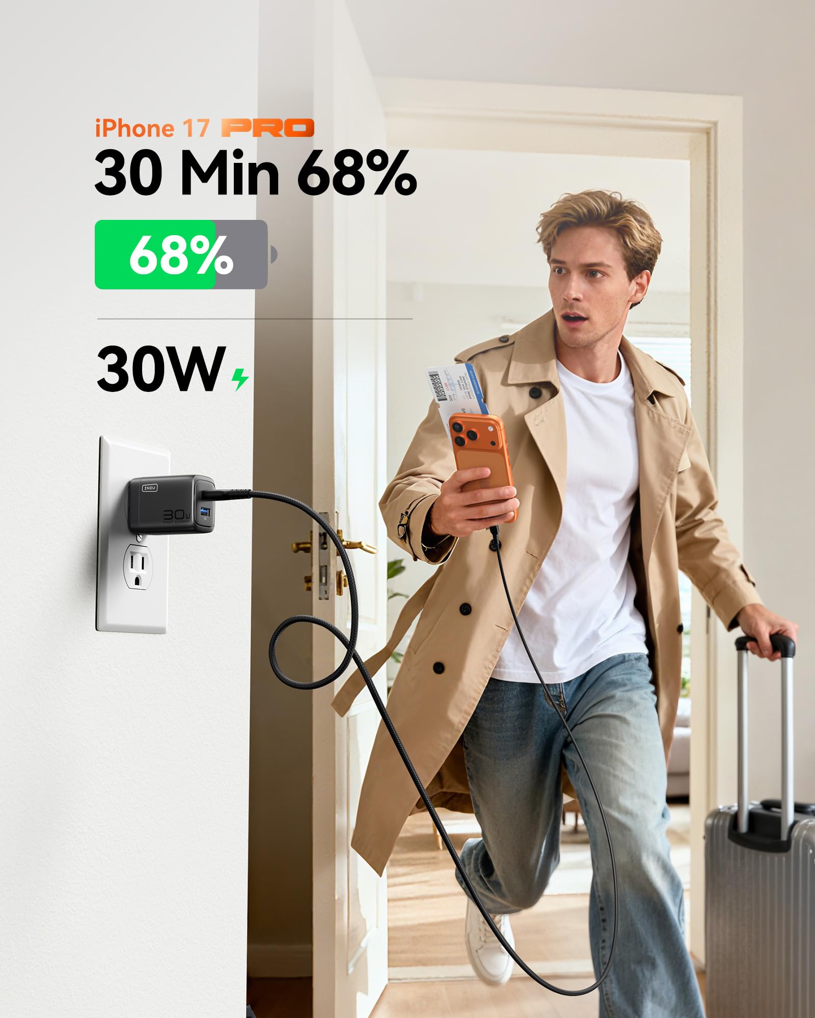 INIU USB C Charger, 30W PD QC 3.0 Dual Port Type C Fast Charging Compact Charger Block with Foldable Plug for iPhone 17 16 15 Pro Max Samsung S24 S23 Note 20 iPad Pro Google AirPods etc - Image 8