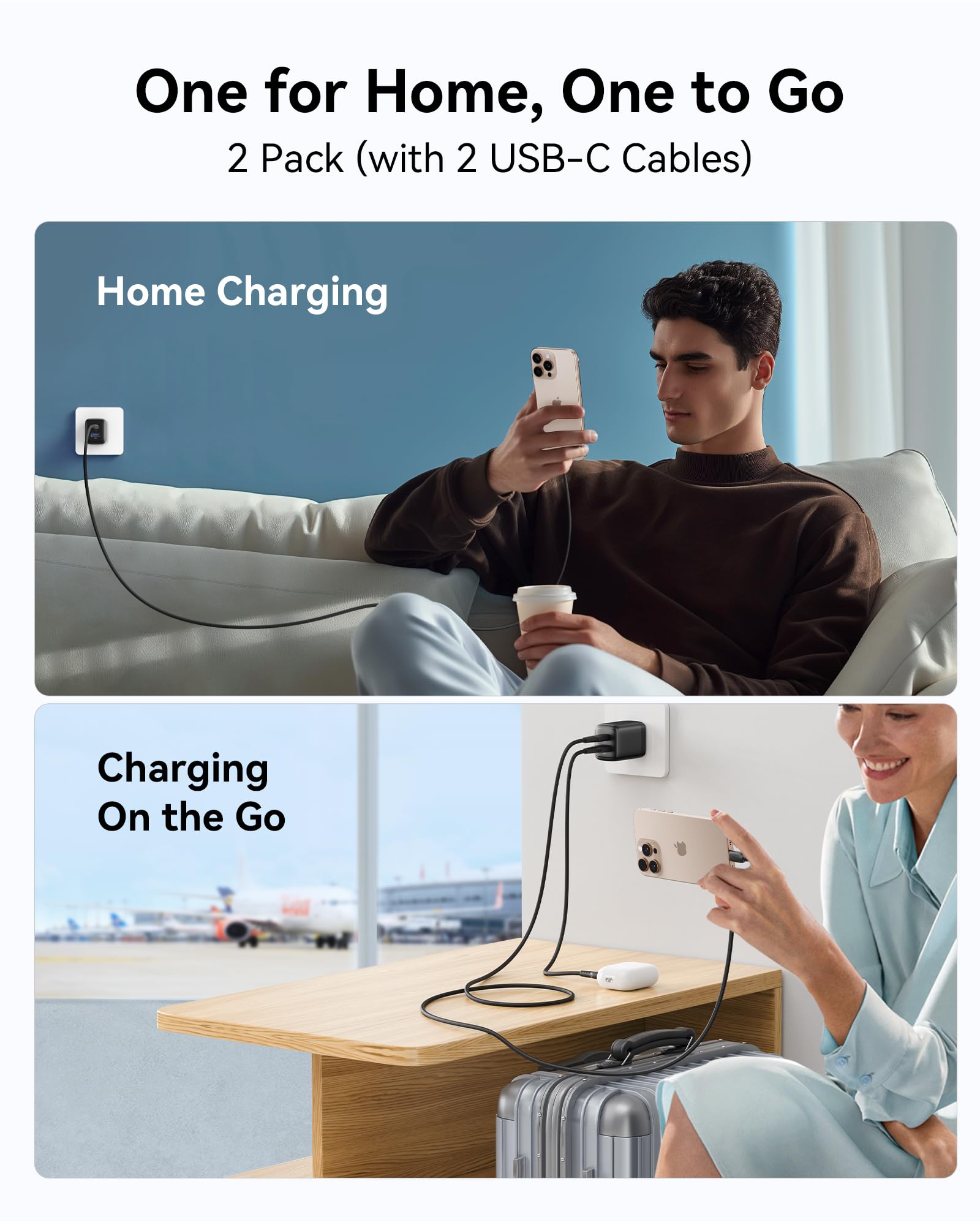 INIU Slimmest 10000mAh 45W PD Fast Charging Portable Charger & 2-Pack 30W PD Fast Charging, [USB-C + USB-A] Wall Charger Combo - Image 9