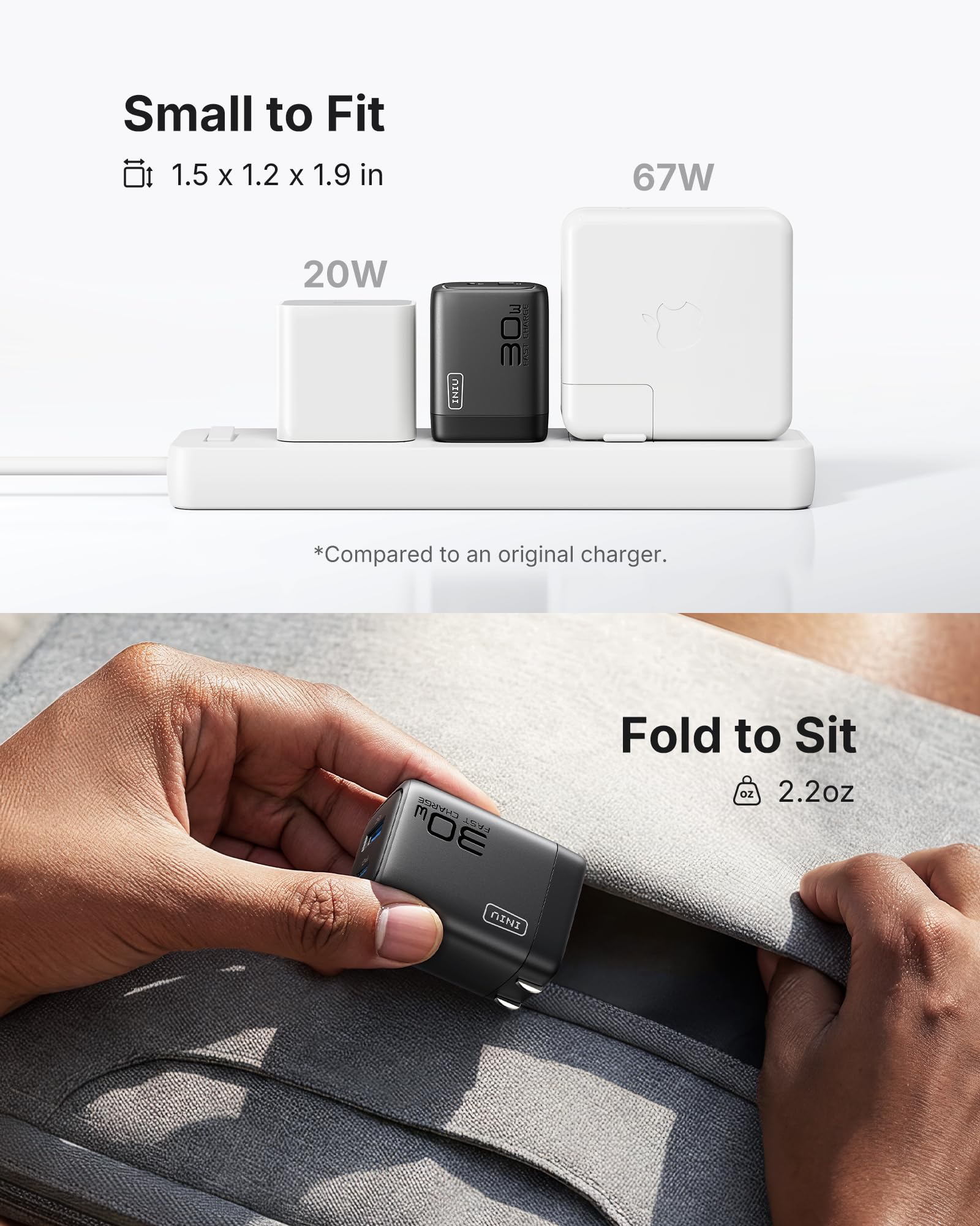 INIU USB C Charger Block, 30W 2-Pack GaN Fast Charging Adapter with 5FT Cable & Advanced Protection, 2-Port Foldable Travel Charger for iPhone 17 16 15 Pro Max, iPad, Samsung S26 S25 Ultra, Pixel etc - Image 5