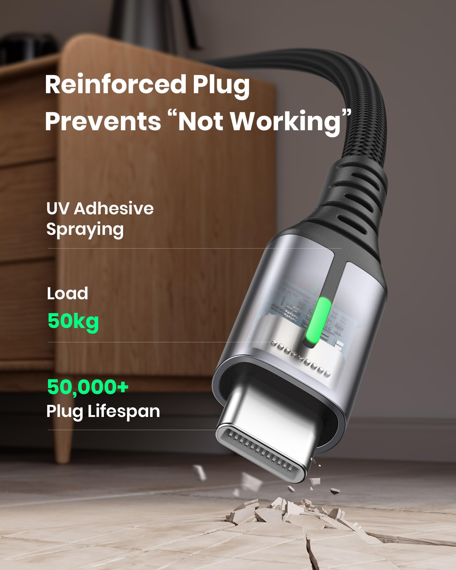 INIU USB C Charger Cable 6.6ft, 3.1A USB A to Type C Fast Charging Cable, Zinc Alloy Braided USB-C Data Cord for iPhone 15 Pro Max Samsung S24 S21 S10 A15 Google Pixel 7 LG V30 Moto, etc. - Image 5