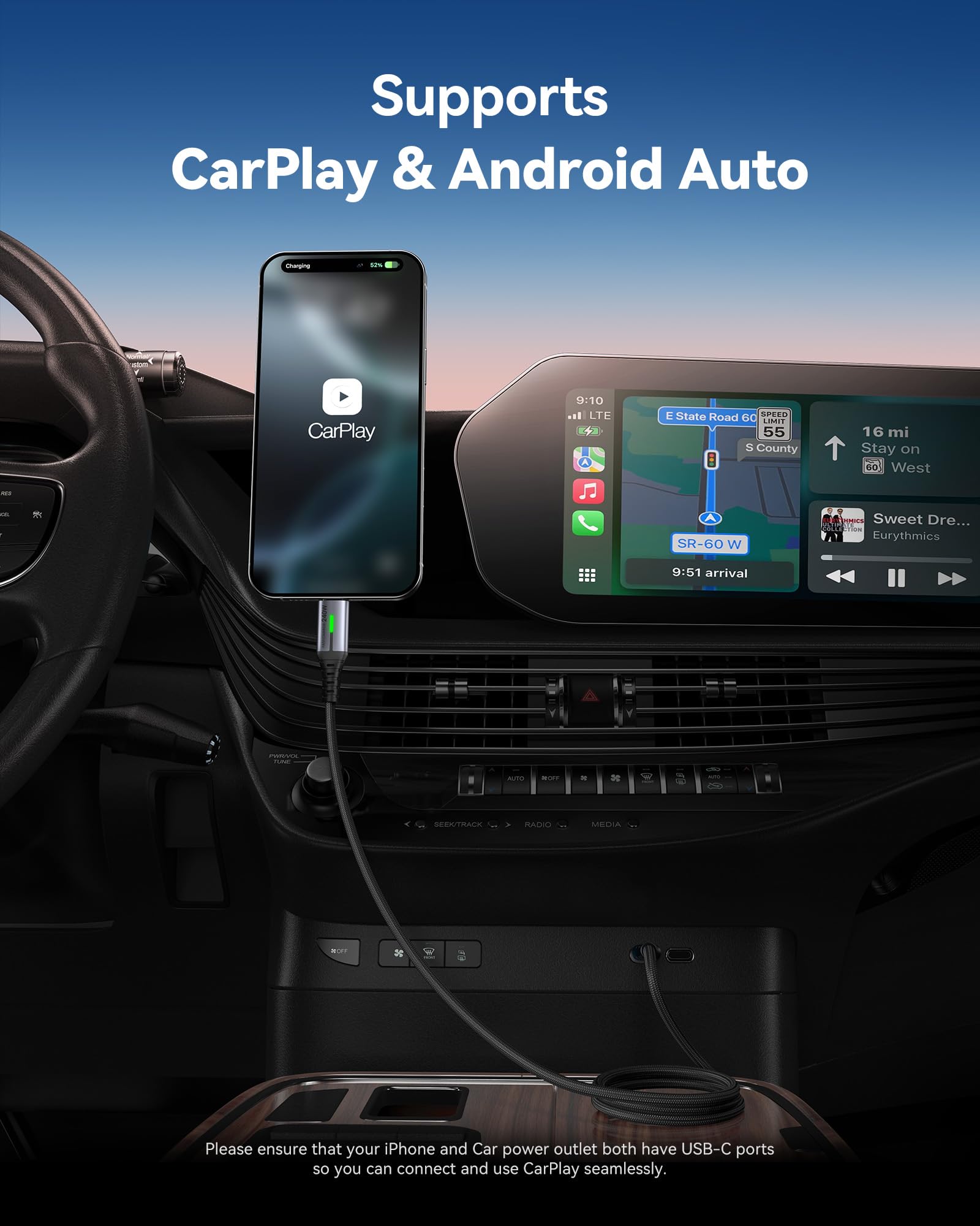 INIU USB C to USB C Cable, 240W Fast Charging Type C Charger Cord, Braided USBC Phone Charger Cable for iPhone 17 16 Pro Max Samsung S26 S25 Laptops MacBook Air 15 M3 iPad Switch [6.6ft+6.6ft Black] - Image 5