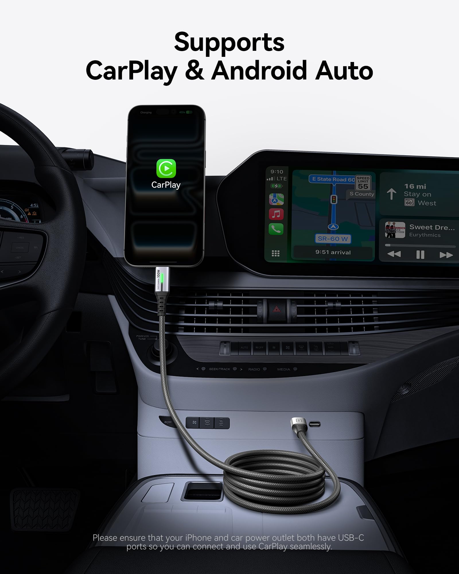 INIU USB C to USB C Cable, (6.6ft, 2-Pack) 100W USB C to C Fast Charging Cord, Braided Type C Charger Cable for iPhone 16 Pro Max 15 Plus Samsung Galaxy S24 S21 S10 Note 10 MacBook iPad Kindle etc. - Image 6