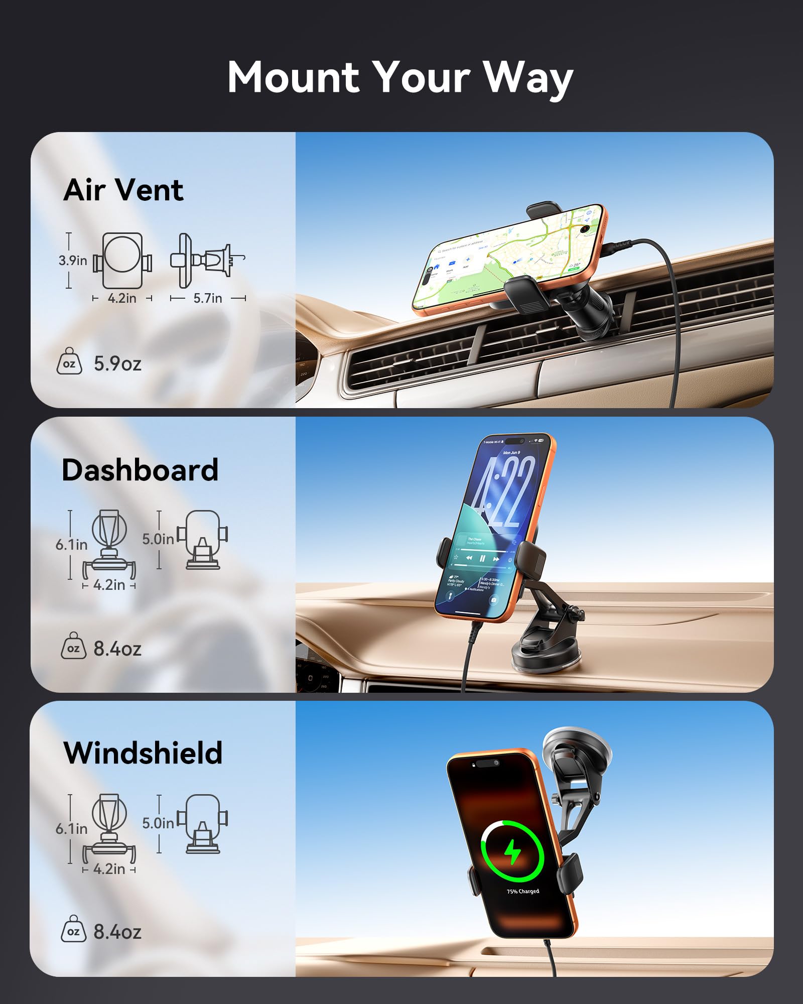 INIU Wireless Car Charger, Qi2 Certified Car Phone Holder for Magsafe, 15W Fast Charging Magnetic Car Mount Charger Auto Clamping Car Accessories Air Vent for iPhone 17 16 15 14 13 12 Pro Max Air etc - Image 5