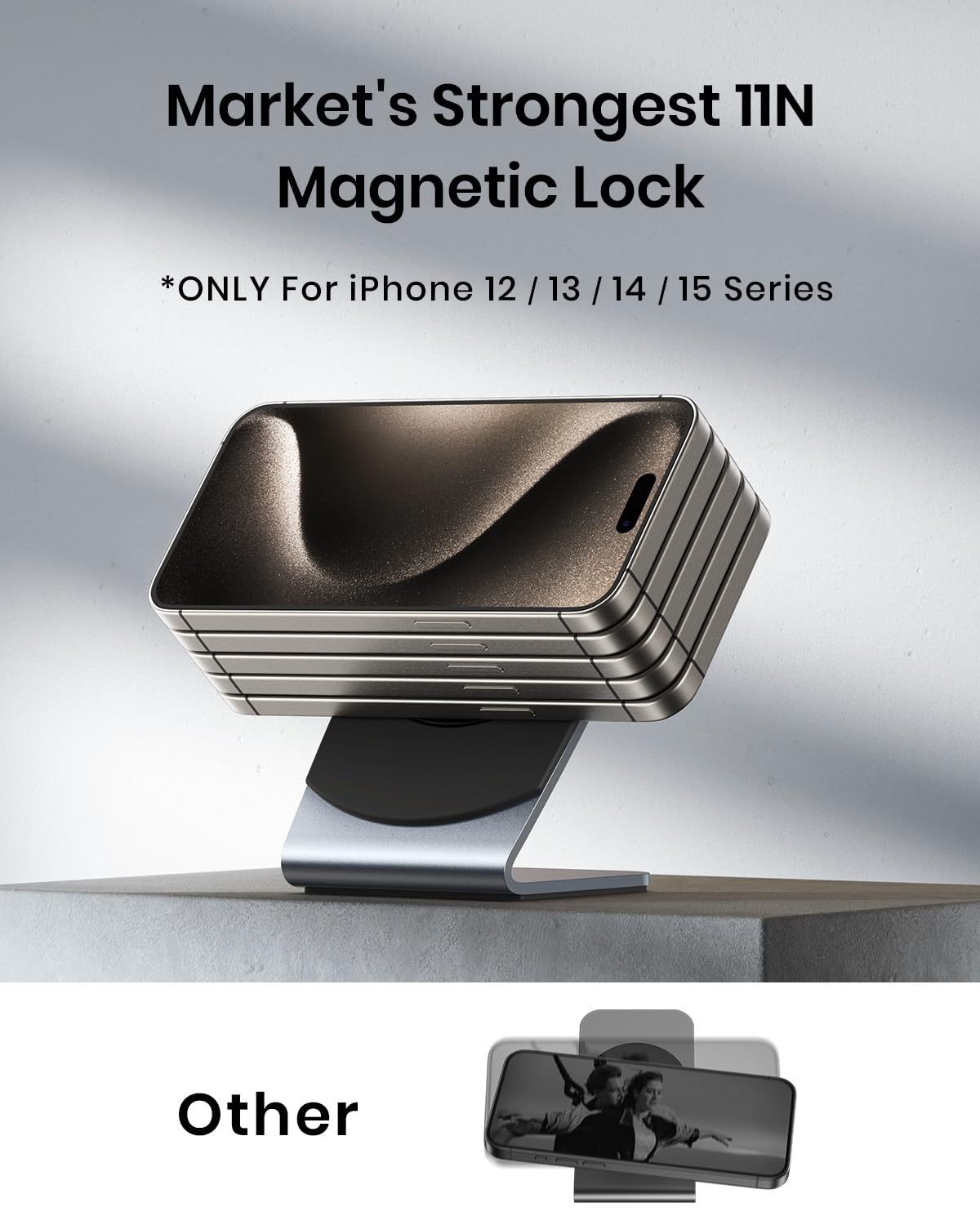 INIU Wireless Charger, 15W Fast Charging Magnetic Wireless Charger Stand, Travel Essential Wireless Charging Station with Sleep-Friendly Adaptive Light, for iPhone 16/15/14/13/12 Series, Airpods - Image 5